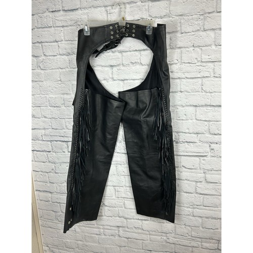 Black leather fringe - black,