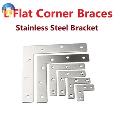 2PCS Stainless Steel Plate L Flat Angle Corner Brace for Wood Furniture Brackets