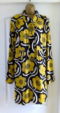Orla Kiely + Regatta Yellow Apple Blossom Shirt Dress Knee-length Size 12