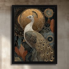 Golden Peacock Wall Art Bird
