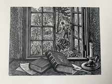 Window to the Garden - Unknown Artist Small Wood Engraving on paper 