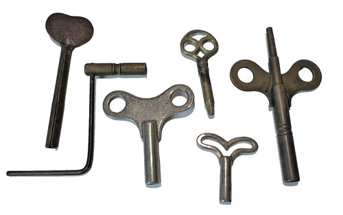 Lot vintage old clock keys - vintage,