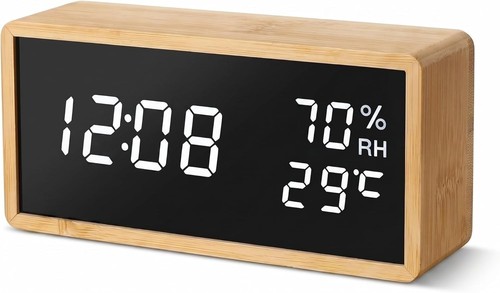 Wooden digital alarm clock - digital,