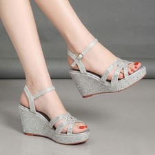 Women Diamante Wedge Heel
