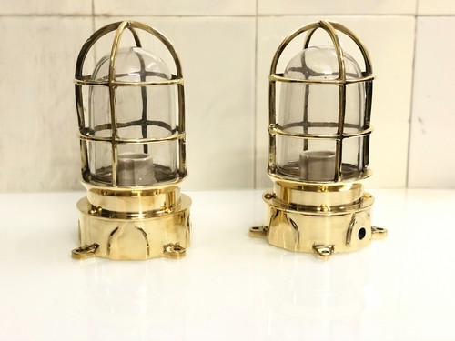 Pair antique nautical brass - pair,