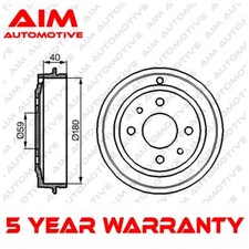 Brake Drums Rear AIM Fits Fiat