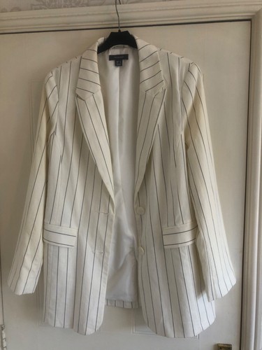 Cream black pinstripe blazer - cream,