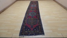 Persain Oriental Hall Runner Carpet Rug Hand Made Wool Vintage 12ft 11" x 2ft 5"