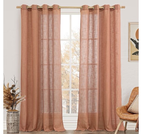 Terracotta linen sheer - terracotta,