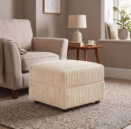 Cream fabric footstool - footstool, non