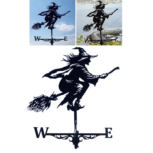 Metal witch weather vane - metal,