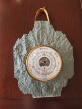 Vintage Mid Heavy Stone Rock Weather Barometer