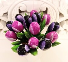 Wooden tulips bouquet purple