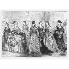 MARLBOROUGH HOUSE Ladies Costumes at the Fancy Dress Ball - Old Print 1874