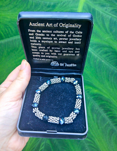 Justin pewter beaded - st,