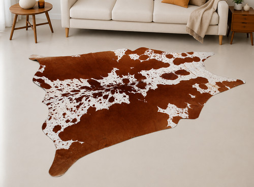 Genuine brown white cowhide - genuine,