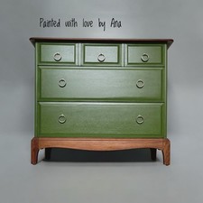 Stag Minstrel Chest Of Drawers Oversized Bedside Tables Green Painted