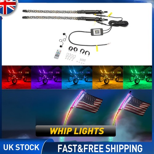 2pcs 3ft rgb - whip, led