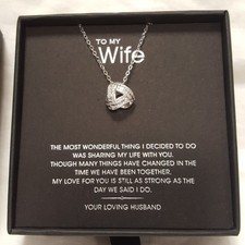 Talia Rae 'To My Wife' Silver Infinity Knot Necklace, Original Box (h08)