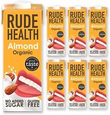 Rude Health 6x1L Organic Almond Dairy-Alt Milk 100% Natural Drink Lactose Free