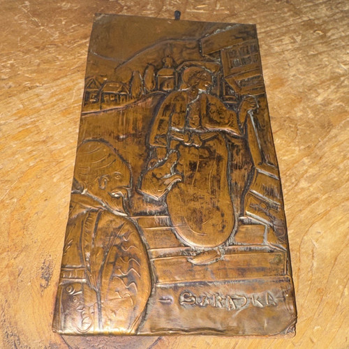 Embossed copper wall hanging - embossed,