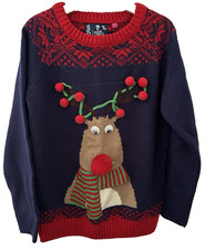 TU.  BOYS CHRISTMAS KNIT JUMPER SNOWFLAKE & RUDOLPH.  AGE 9 YEARS
