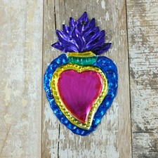 Mexican Tin Heart Blue