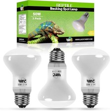 LUCKY HERP Reptile Heat Lamp 3 Pack 50W, UVA Heat Lamp Bulb for Reptile