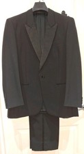 Vintage 80s Tokyo SaraniSix Black Woollen Tuxedo Dinner Suit 40" Chst,34" W,30"L