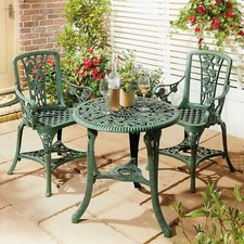 3pc Bistro Garden Table & Chairs Set | Bronze or Green | Weatherproof Outdoor