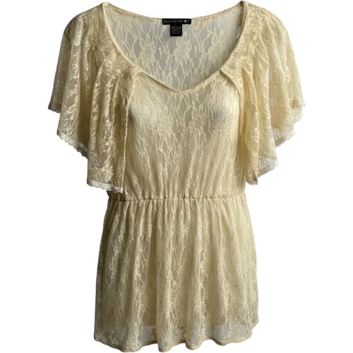 Cream floral lace flutter - cream,