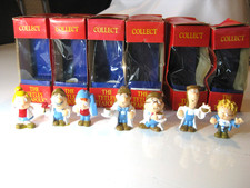 7 x Collectable Tetley Tea Folk 1990's Rubber Figures, plus 6 x Original Boxes