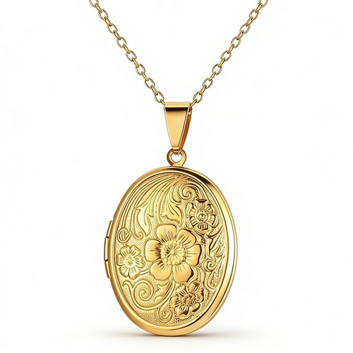 9ct gold locket necklace - 9ct,