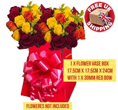 Red flower box living vase - flower,