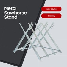 Folding Saw Horse for Log, Heavy Duty Steel Sawbuck w/ Sawtooth for Firewood