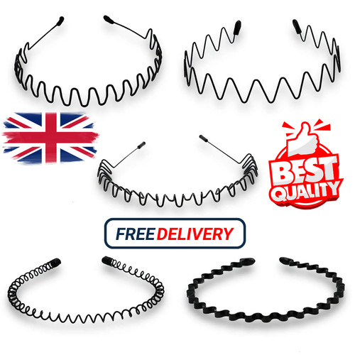 Black metal sports hairband - black,