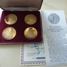 Silver Medal Set Gold Plated Sir Winston Churchill 4 x approx 39 g J Pinches