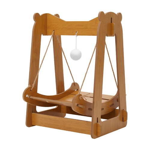 Interactive cat wooden swing - cat,