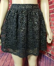 Black Floral Lace Sequin Skirt