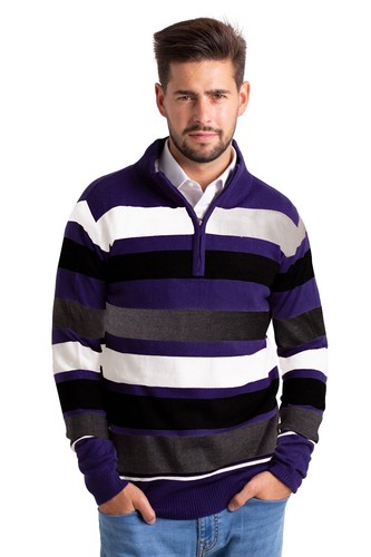 Men half zip knitted jumper - half,