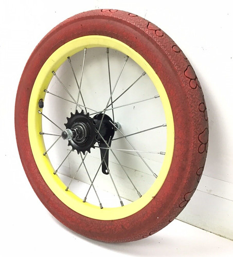 Bicycle rear yellow - rear, wheel