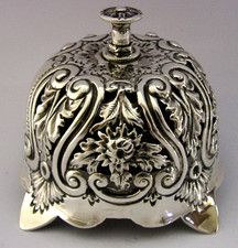 VICTORIAN ENGLISH STERLING SILVER TABLE DESK RECEPTION BAR BELL 1890 ANTIQUE