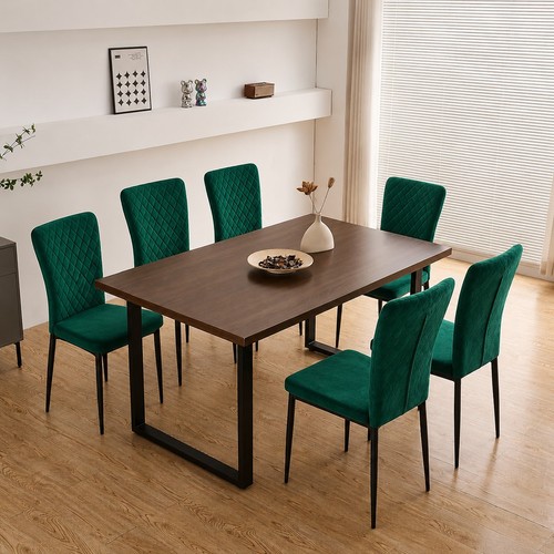 Set modern velvet dining - of, 6