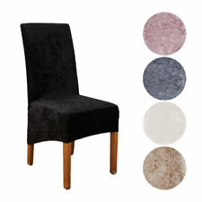 Velvet Stretch Dining Chair Cover Large Plush Slipcover Protector For High Back