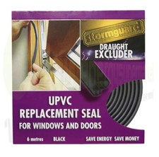 6m Black Replacement Rubber UPVC Window/Door Gasket Seal Aids Draught Proofing 