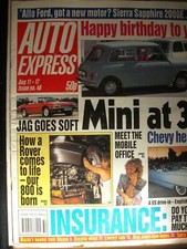 AUTO EXPRESS #46 1989 MINI @ 30 ROVER 800 CHEVY JAG XJS CONVERTIBLE SIERRA 2000E