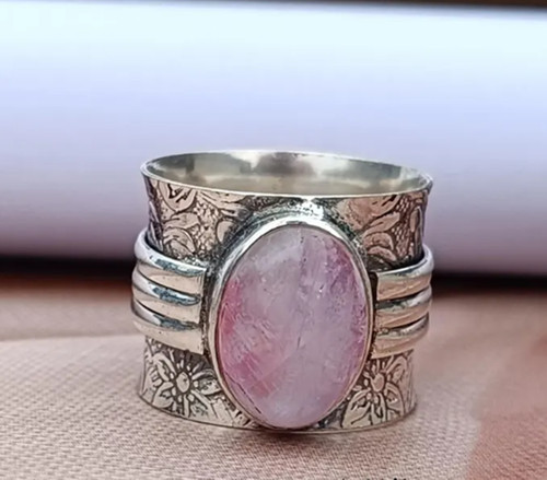 Pink moonstone ring gemstone - pink,
