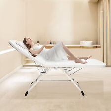 182cm Long Luxury Folding Massage Table Professional Massage Bed 3 Fold White UK