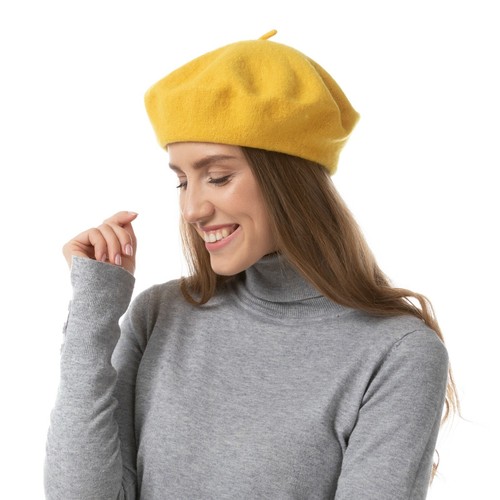 Plain beret hat wool - plain,