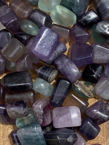 Rainbow fluorite tumblestone - tumblestone,
